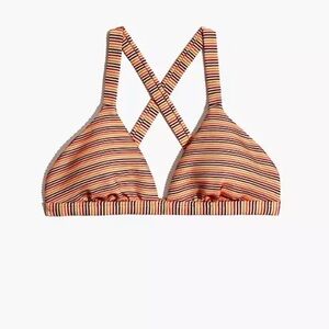 Madewell Ribbed Triangle Bikini Top in Ombré Stripe